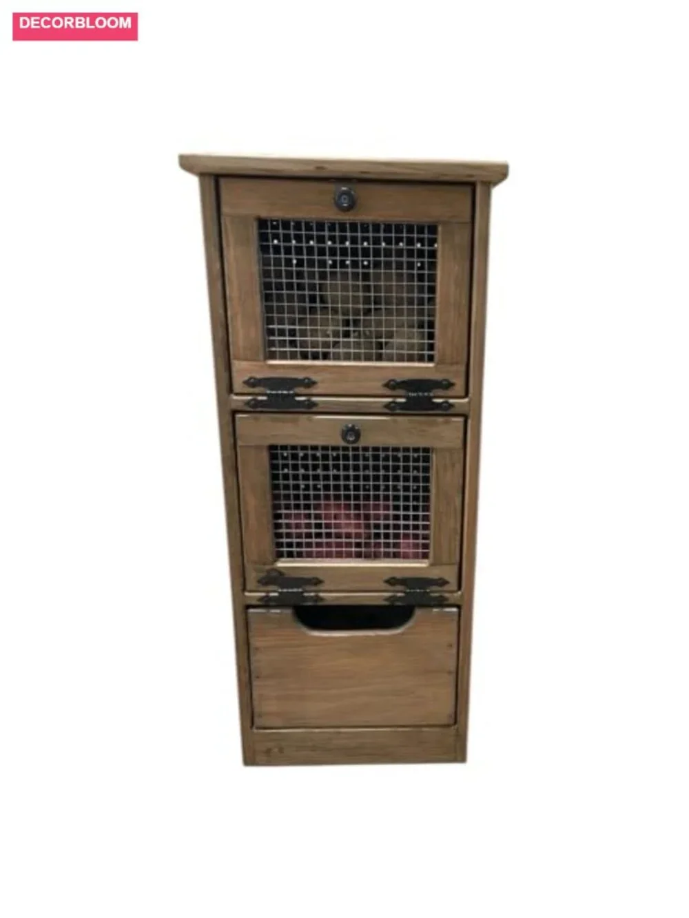 Solid Pine Wood Veggie Bin Rustic Food Storage Container